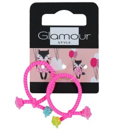 Kids gumki do włosów Różowy Neon 2szt. Glamour