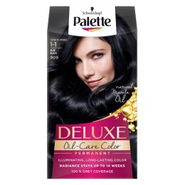 Deluxe Oil-Care Color farba do włosów trwale koloryzująca z mikroolejkami 909 (1-1) Granatowa Czerń Palette