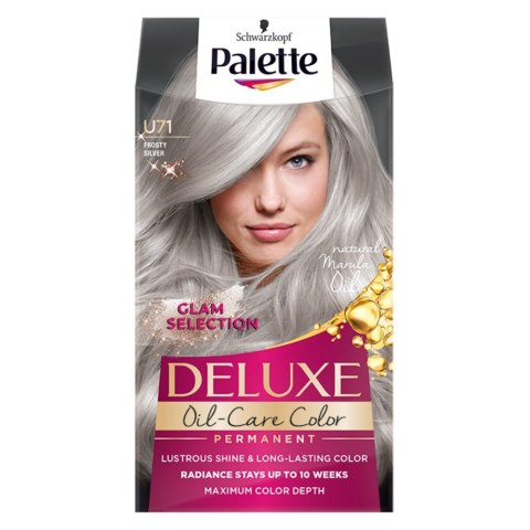 Deluxe Oil-Care Color farba do włosów trwale koloryzująca z mikroolejkami U71 Mroźne Srebro Palette
