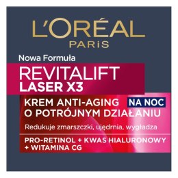 Revitalift Laser X3 krem anti-aging o potrójnym działaniu na noc 50ml L'Oreal Paris