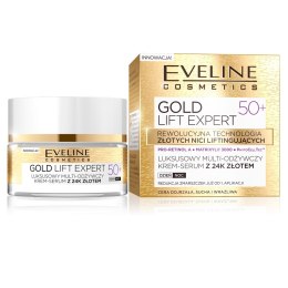 Gold Lift Expert 50+ luksusowy multi-odżywczy krem-serum z 24k złotem dzień/noc 50ml Eveline Cosmetics