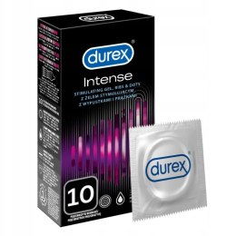 Durex prezerwatywy Intense 10 szt z wypustkami prążkami żel stymulujący Durex