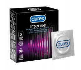 Durex prezerwatywy Intense 3 szt z wypustkami prążkami żel stymulujący Durex