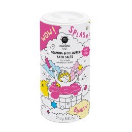 Kids Foaming & Coloured Bath Salts pieniąca się sól do kąpieli dla dzieci Pink 250g Nailmatic