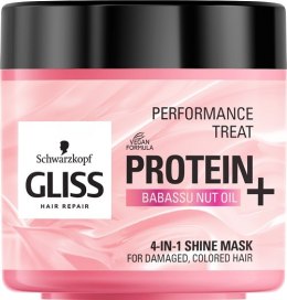 Gliss Performance Treat 4-in-1 Shine Mask maska nabłyszczająca do włosów Protein + Babassu Nut Oil 400ml