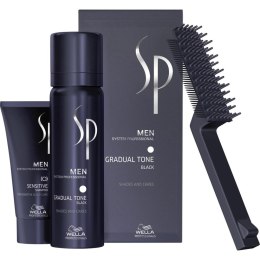 SP Men Gradual Tone Black zestaw do stopniowej eliminacji siwizny pianka pigmentująca 60ml + łagodny szampon 30ml + szczoteczka Wella Professionals