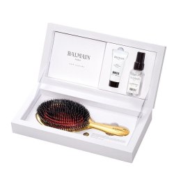 Golden Spa Brush zestaw złota szczotka do włosów + Argan Elixir 20ml + Leave-In Conditioner Spray 50ml Balmain