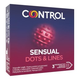 Sensual Dots & Lines prezerwatywy prążkowane z wypustkami 3szt. Control