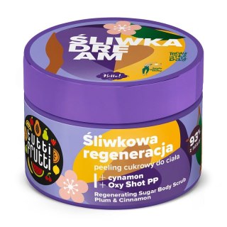 Farmona Tutti Frutti regenerujący peeling cukrowy do ciała Śliwka i Cynamon + Oxy Shot PP 300g