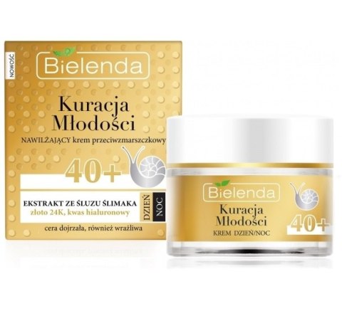Bielenda Kuracja Młodości nawilżający krem przeciwzmarszczkowy z ekstraktem ze śluzu ślimaka 40+ na dzień/noc 50ml Bielenda Kuracja Młodości nawilżający krem przeciwzmarszczkowy z ekstraktem ze śluzu ślimaka 40+ na dzień/noc 50ml