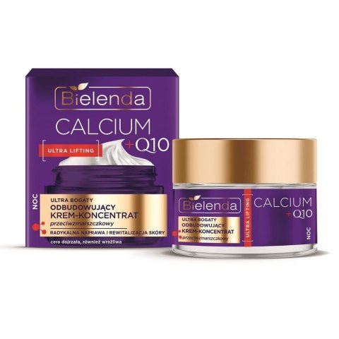 Calcium + Q10 ultra bogaty odbudowujący krem-koncentrat przeciwzmarszczkowy na noc 50ml Bielenda Calcium + Q10 ultra bogaty odbudowujący krem-koncentrat przeciwzmarszczkowy na noc 50ml Bielenda