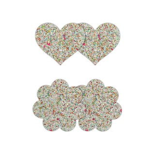 NS Novelties Pretty Pasties nakładki na biust Heart & Flower Glow 2 pary