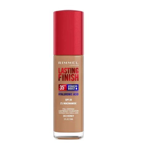 Rimmel Lasting Finish 35H silnie nawilżający i długotrwale kryjący podkład do twarzy z filtrem SPF20 303 Honey 30ml Rimmel Lasting Finish 35H silnie nawilżający i długotrwale kryjący podkład do twarzy z filtrem SPF20 303 Honey 30ml