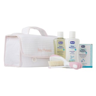 Chicco Baby Moments Pink zestaw płyn do mycia 200ml + balsam do ciała 200ml + woda perfumowana 100ml + szczotka