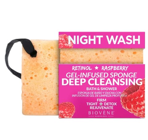 Night Wash głęboko oczyszczająca gąbka z retinolem i żelem malinowym 75g Biovene