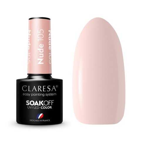 Claresa Soak Off UV/LED Nude lakier hybrydowy 105 5g Claresa Soak Off UV/LED Nude lakier hybrydowy 105 5g