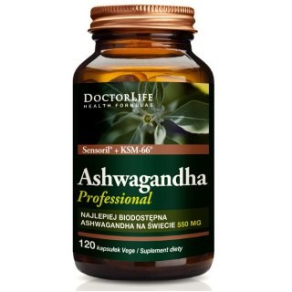 Ashwagandha KSM-66+ Sensoril ekstrakt z korzenia 550mg suplement diety 120 kapsułek