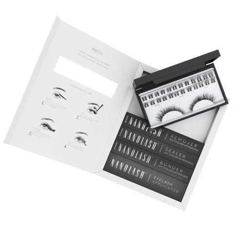Nanolash DIY Extensions Starter Kit zestaw sztuczne rzęsy 10.12.14mm Fantasy 36szt. + bonder do rzęs 5ml + sealer do rzęs 5ml + aplikator Nanolash DIY Extensions Starter Kit zestaw sztuczne rzęsy 10.12.14mm Fantasy 36szt. + bonder do rzęs 5ml + sealer do rzęs 5ml + aplikator