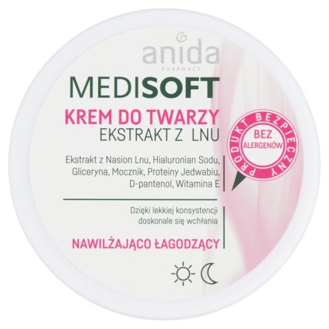 Anida Medisoft nawilżająco-łagodzący krem do twarzy ekstrakt z lnu 100ml Anida Medisoft nawilżająco-łagodzący krem do twarzy ekstrakt z lnu 100ml