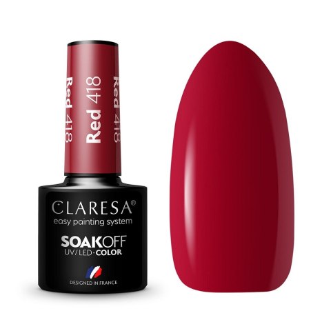 Claresa Soak Off UV/LED Red lakier hybrydowy 418 5g