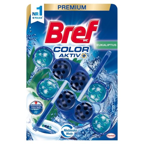 Bref Color Aktiv+ zawieszka myjąco-zapachowa do muszli Eukaliptus 2x50g Bref Color Aktiv+ zawieszka myjąco-zapachowa do muszli Eukaliptus 2x50g