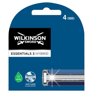 Wilkinson Essentials 3 Hybrid wkład z trzema ostrzami i paskiem nawilżającym 4szt.