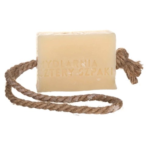 Mydlarnia Cztery Szpaki Naturalne mydło do włosów z olejem rycynowym na konopnym sznurku 110g Mydlarnia Cztery Szpaki Naturalne mydło do włosów z olejem rycynowym na konopnym sznurku 110g