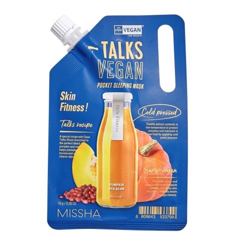 Missha Talks Vegan Squeeze Pocket Sleeping Mask wygładzająca maseczka całonocna dla skóry problematycznej Skin Fitness 10g Missha Talks Vegan Squeeze Pocket Sleeping Mask wygładzająca maseczka całonocna dla skóry problematycznej Skin Fitness 10g