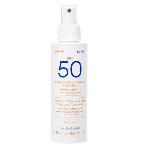Korres Yoghurt Sunscreen Spray Emulsion Body + Face emulsja ochronna w sprayu do ciała i twarzy SPF50 150ml Korres Yoghurt Sunscreen Spray Emulsion Body + Face emulsja ochronna w sprayu do ciała i twarzy SPF50 150ml
