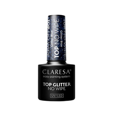 Claresa Top Glitter No Wipe top hybrydowy z brokatowym pyłem Glitter Blue 5g Claresa Top Glitter No Wipe top hybrydowy z brokatowym pyłem Glitter Blue 5g