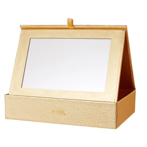 Makeup Organizer Box szkatułka z lusterkiem Gold