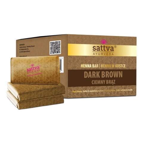 Sattva Ayurveda Henna Bar henna w kostce Dark Brown 3x80g Sattva Ayurveda Henna Bar henna w kostce Dark Brown 3x80g