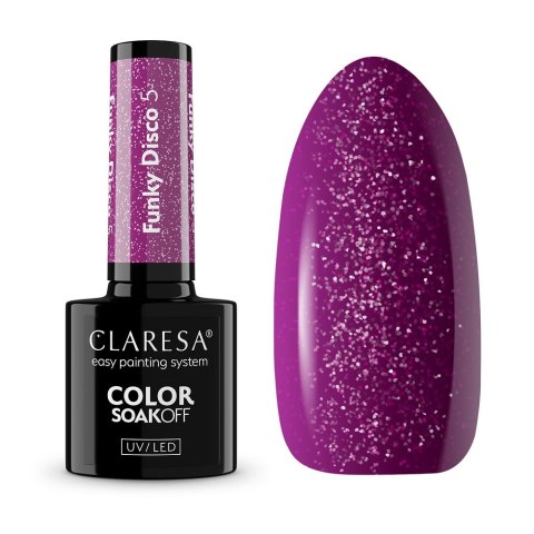 Claresa Soak Off UV/LED Funky Disco lakier hybrydowy 5 5g Claresa Soak Off UV/LED Funky Disco lakier hybrydowy 5 5g