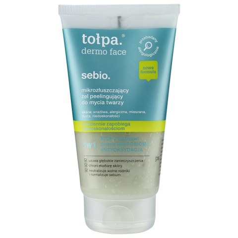 Tołpa Dermo Face Sebio mikrozłuszczający żel peelingujący do mycia twarzy 150ml Tołpa Dermo Face Sebio mikrozłuszczający żel peelingujący do mycia twarzy 150ml