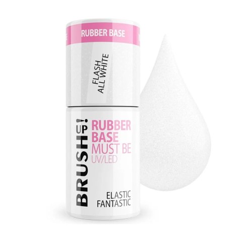 BrushUp! Rubber Base baza hybrydowa do paznokci Flash All White 5g