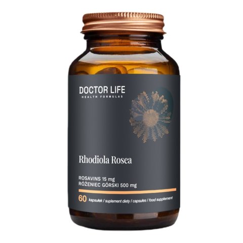 Doctor Life Rhodiola Rosea ekstrakt z korzenia różeńca górskiego 500mg i rozawiny 15mg suplement diety 60 kapsułek Doctor Life Rhodiola Rosea ekstrakt z korzenia różeńca górskiego 500mg i rozawiny 15mg suplement diety 60 kapsułek