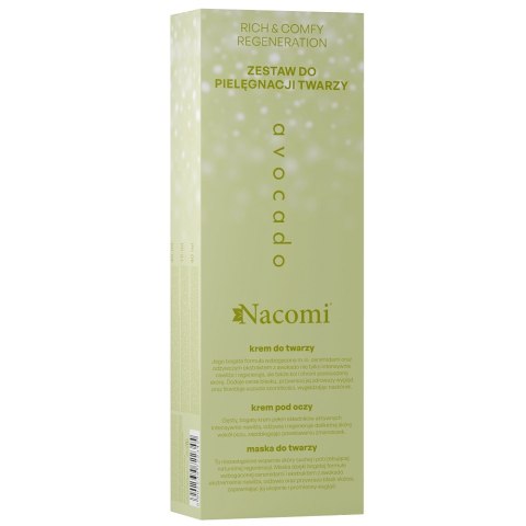 Nacomi Rich & Comfy Regeneration Avocado zestaw krem do twarzy 40ml + krem pod oczy 15ml + maska do twarzy 40ml Nacomi Rich & Comfy Regeneration Avocado zestaw krem do twarzy 40ml + krem pod oczy 15ml + maska do twarzy 40ml