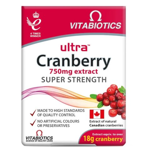 Vitabiotics Ultra Cranberry 750mg suplement diety 30 tabletek Vitabiotics Ultra Cranberry 750mg suplement diety 30 tabletek