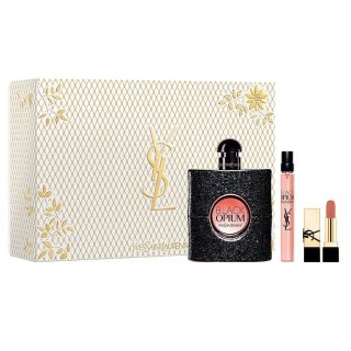 Yves Saint Laurent Black Opium Pour Femme zestaw woda perfumowana spray 90ml + woda perfumowana spray 10ml + pomadka do ust