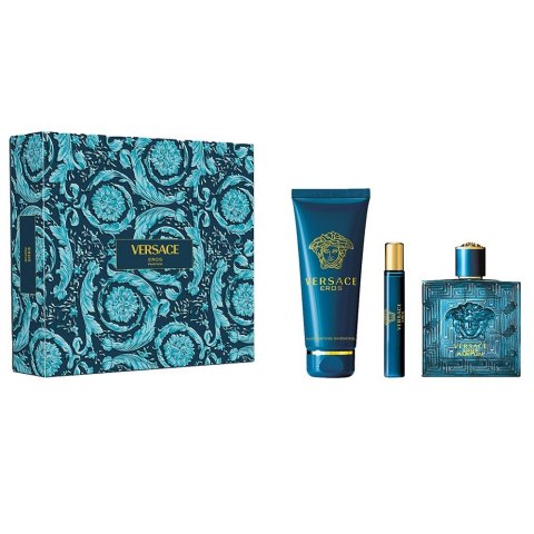 Versace Eros zestaw perfumy spray 100ml + żel pod prysznic 150ml + perfumy spray 10ml Versace Eros zestaw perfumy spray 100ml + żel pod prysznic 150ml + perfumy spray 10ml