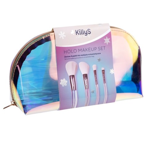 KillyS Holo Makeup zestaw 4 pędzli do makijażu w kosmetyczce KillyS Holo Makeup zestaw 4 pędzli do makijażu w kosmetyczce