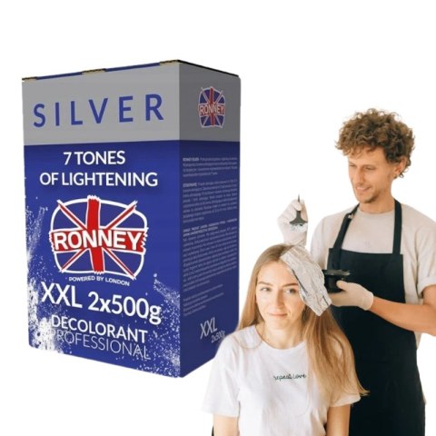 Ronney Silver Classic Rozjaśniacz do Włosów Bezpyłowy do 7 Tonów 2x500g Ronney Silver Classic Rozjaśniacz do Włosów Bezpyłowy do 7 Tonów 2x500g