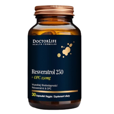 Doctor Life Resveratrol 250 + OPC 250mg wysokiej biodostępności resweratrol & OPC suplement diety 30 kapsułek Doctor Life Resveratrol 250 + OPC 250mg wysokiej biodostępności resweratrol & OPC suplement diety 30 kapsułek