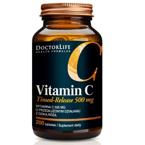 Doctor Life Timed-Release Vitamin C witamina C 500mg z dziką różą suplement diety 200 tabletek Doctor Life Timed-Release Vitamin C witamina C 500mg z dziką różą suplement diety 200 tabletek