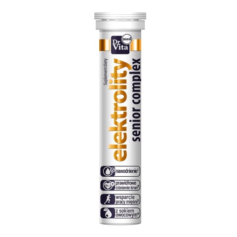Dr Vita Elektrolity Senior Complex z sokiem suplement diety 20 tabletek musujących Dr Vita Elektrolity Senior Complex z sokiem suplement diety 20 tabletek musujących