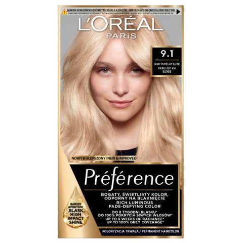 L'Oreal Paris Preference farba do włosów 9.1 Jasny Popielaty Blond L'Oreal Paris Preference farba do włosów 9.1 Jasny Popielaty Blond