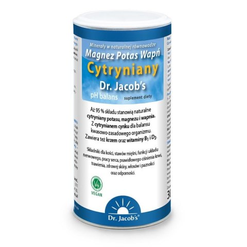 Dr Jacobs PH Balans Magnez Potas Wapń Cytryniany proszek zasadowy suplement diety 300g Dr Jacobs PH Balans Magnez Potas Wapń Cytryniany proszek zasadowy suplement diety 300g