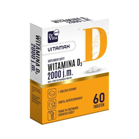 Dr Vita Vitamax Witamina D 2000 j.m. suplement diety 60 tabletek Dr Vita Vitamax Witamina D 2000 j.m. suplement diety 60 tabletek