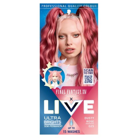 Schwarzkopf Live Ultra Brights X Final Fantasy XIV Online farba do włosów 025 Dusty Rose Schwarzkopf Live Ultra Brights X Final Fantasy XIV Online farba do włosów 025 Dusty Rose