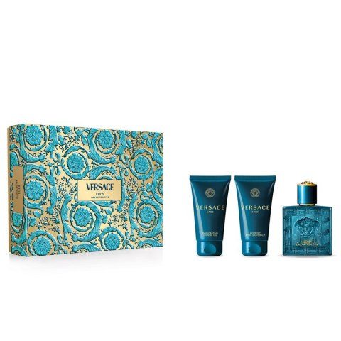 Versace Eros zestaw woda toaletowa spray 50ml + żel pod prysznic 50ml + balsam po goleniu 50ml